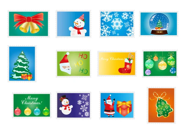 Natal e anos novos selos —  Vetores de Stock