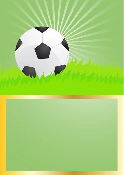 Futbol topu yeşil arka plana sahip kart — Stok Vektör