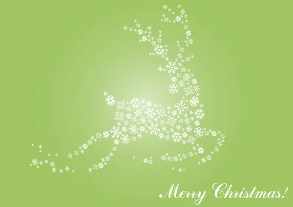Jumping reindeer on a green background — Stock Vector
