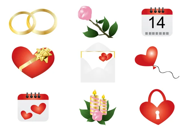 Aftelkalender voor Valentijnsdag symbolen — Stockvector