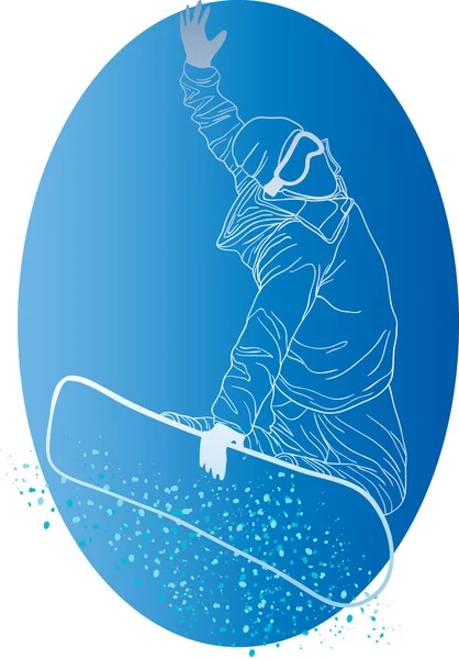 Silueta de snowboarder — Vector de stock