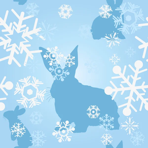 Кроликів і сніжинки — стоковий вектор