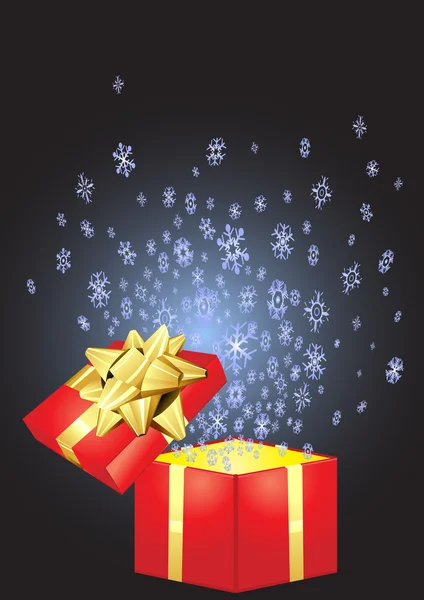 Rotes Geschenk mit Schneeflocken — Stockvektor