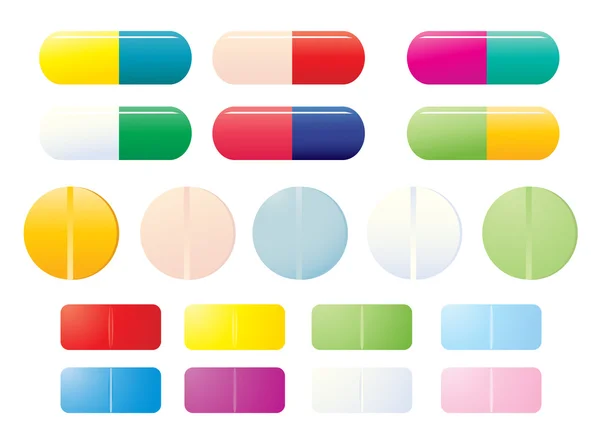 Pilules colorées — Image vectorielle