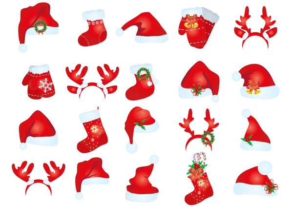 Santa claus kalap gyűjteménye — Stock Vector