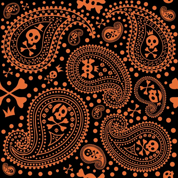 Pattern with a paisley and skull — стоковый вектор