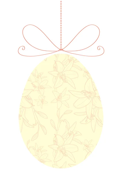Uovo di Pasqua floreale giallo su nastro — Vettoriale Stock