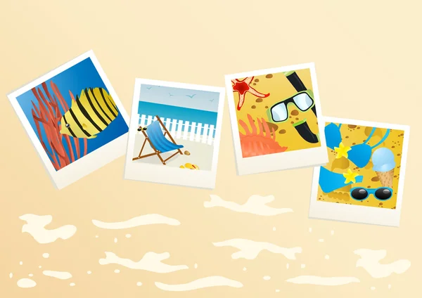桑迪背景上的四个夏天照片 — 图库矢量图片