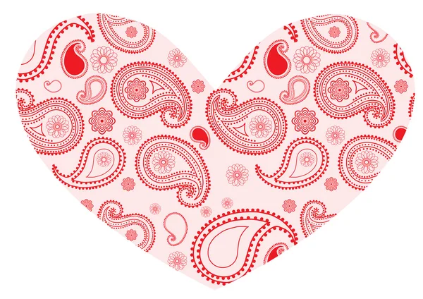 Coeur paisley rose — Image vectorielle