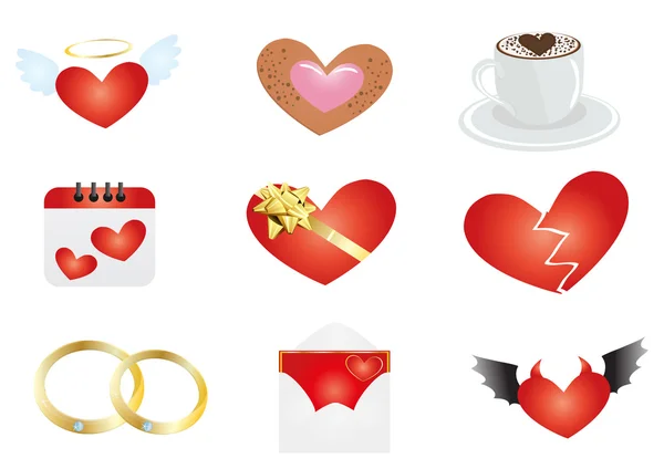Symbolen die verband houden met Aftelkalender voor Valentijnsdag — Stockvector