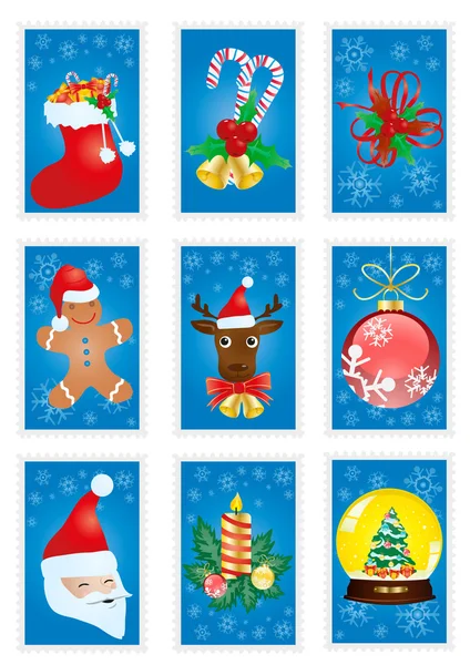 Karten mit Weihnachtssymbolen — Stockvektor