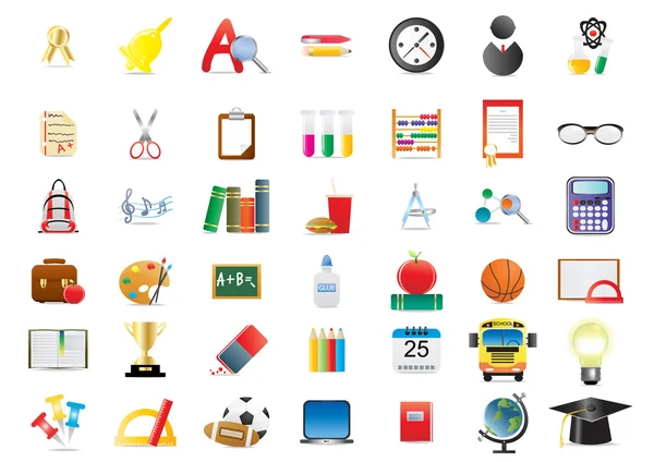 Conjunto de vários ícones da escola —  Vetores de Stock