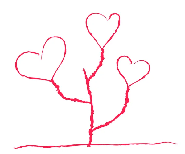 Fleur en forme de coeur de manière enfantine — Image vectorielle