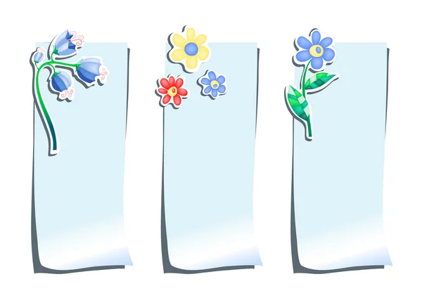 Conjunto de adesivos azuis com flores — Vetor de Stock