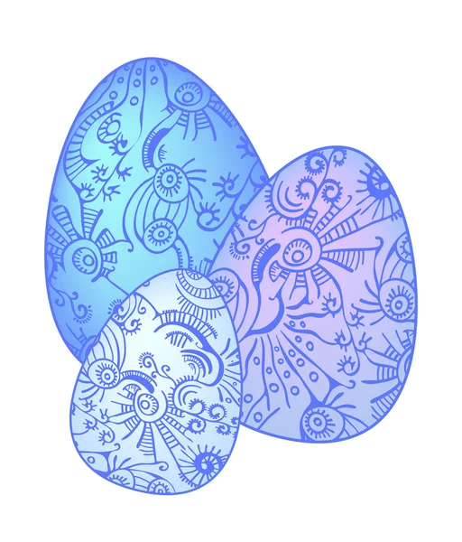 Tre uova orientali ornate — Vettoriale Stock
