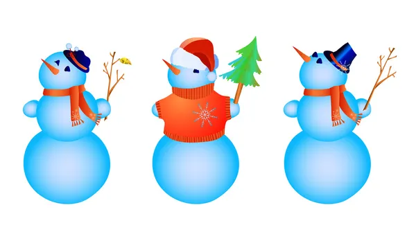 Три цветных снеговика — стоковый вектор