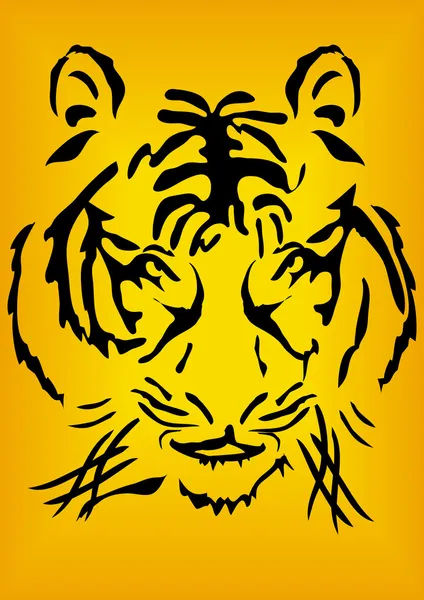 stock vector Bengal tiger head over orange background