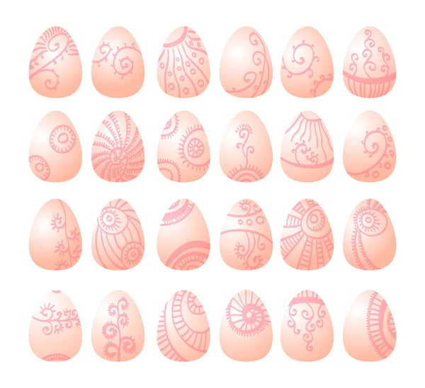 Conjunto de ovos ornamentados rosa —  Vetores de Stock