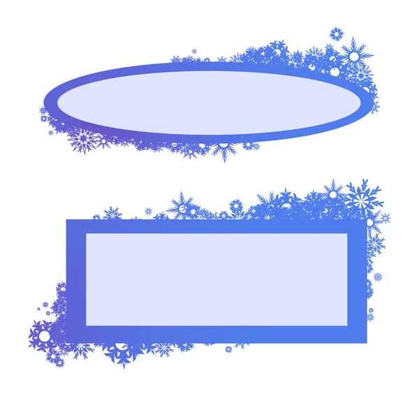 Deux cadres bleus avec flocons de neige — Image vectorielle