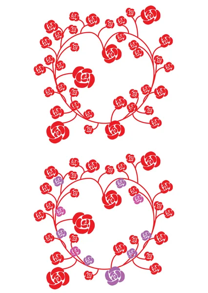 花から成っている 2 つの心 — ストックベクタ