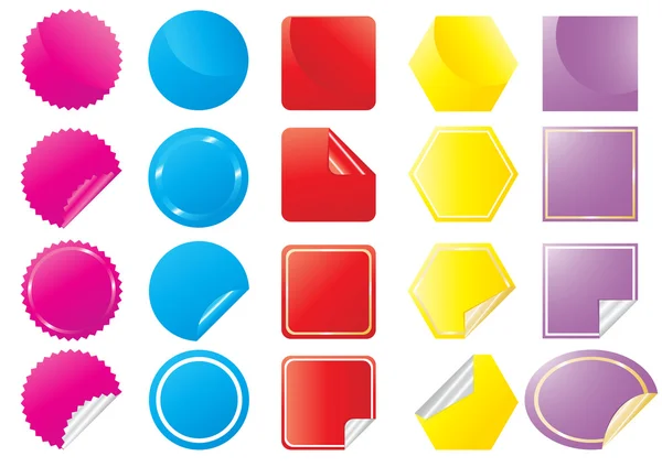 Bright stickers in different shapes — Stock Vector