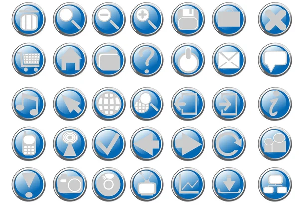 Ícones de botão azul — Vetor de Stock