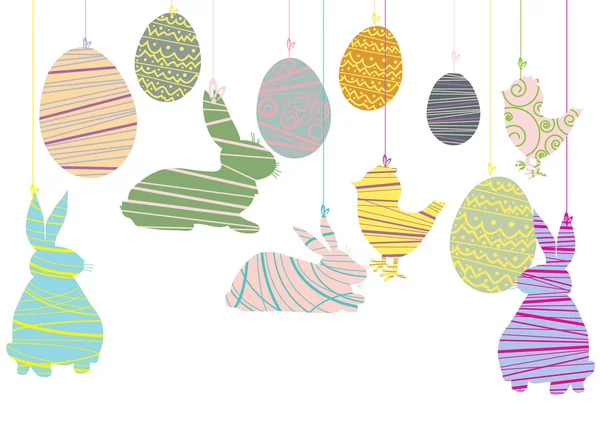Objets de Pâques suspendus — Image vectorielle