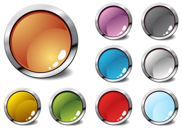 Çeşitli renklerde altı parlak düğmeler — Stok Vektör