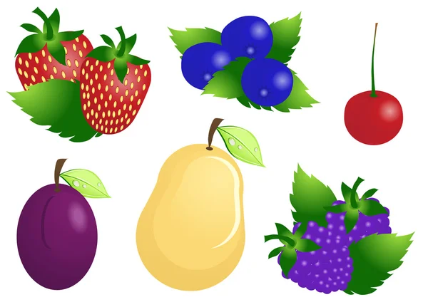Frutos maduros e bagas — Vetor de Stock