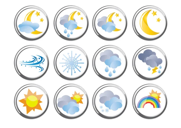 Varios botones meteorológicos — Archivo Imágenes Vectoriales