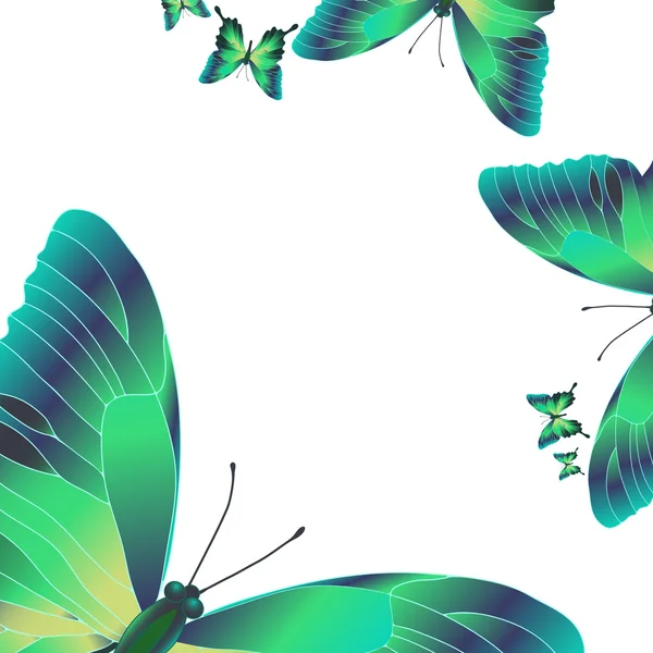 Ljusa gröna fjärilar — Stock vektor