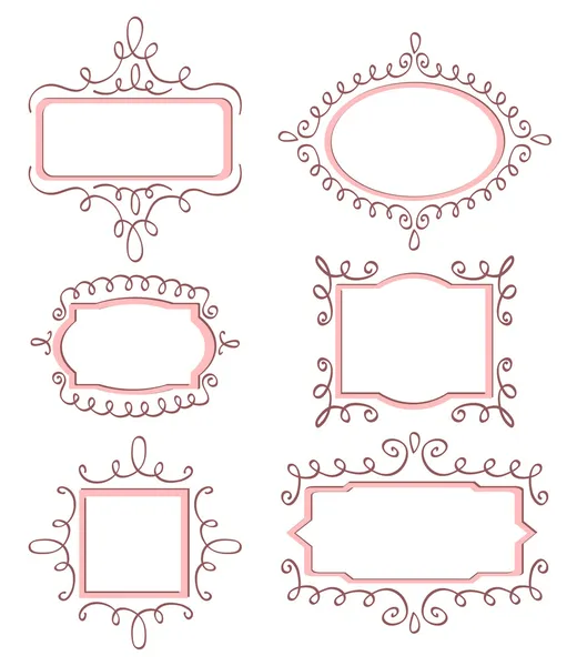 Pink frames with curls — Stock Vector