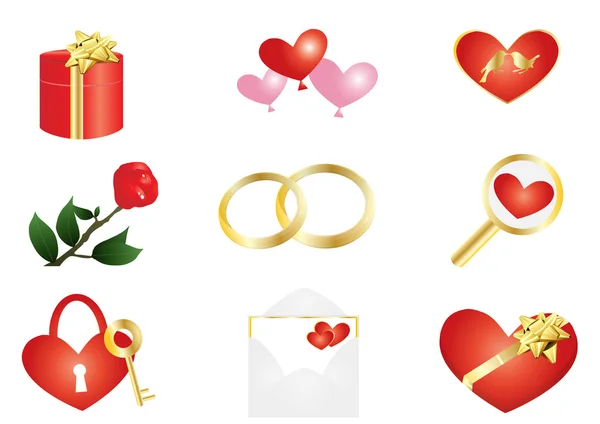 Things with red heart — Stock Vector