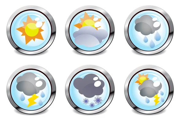 Six weather glossy buttons — Stock Vector