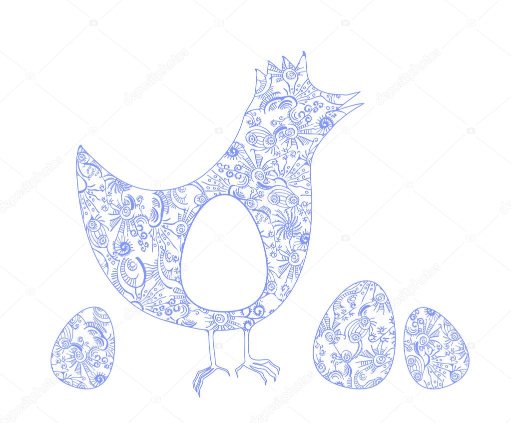Ornate chicken with eggs