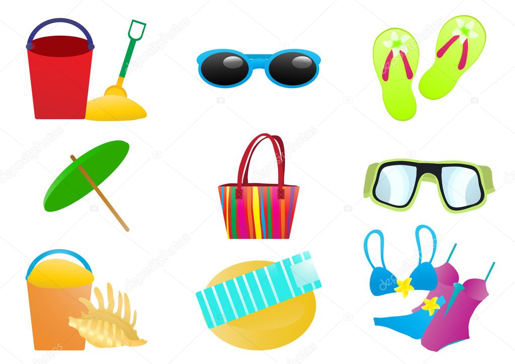 Beach accessories Stock Vector Image by ©pressmaster #11697275