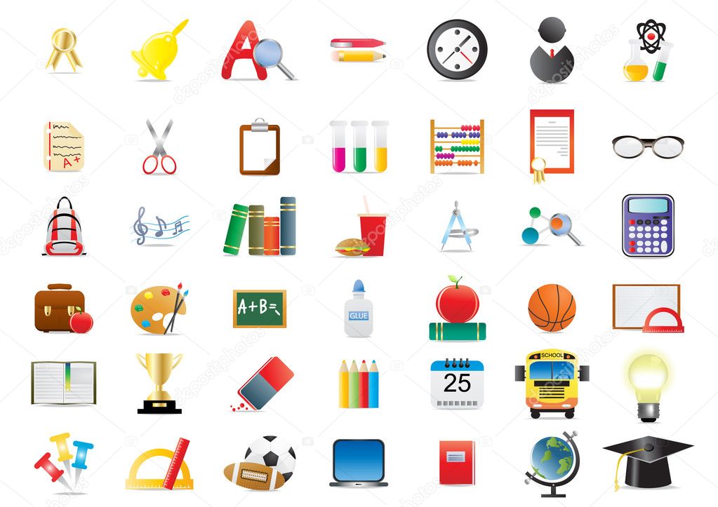 Set of several school icons
