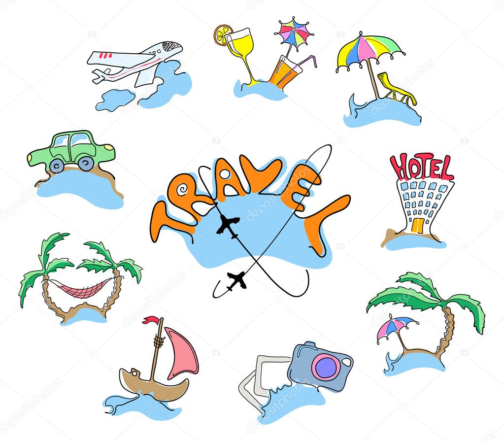 Collection of icons travel