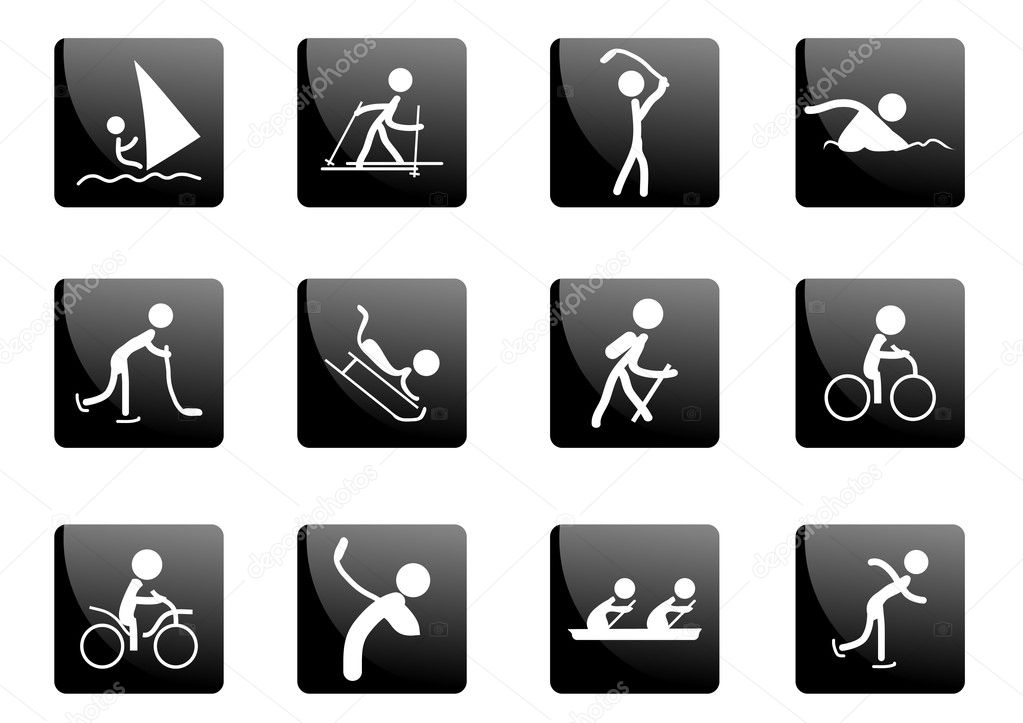 Black glossy sport icons