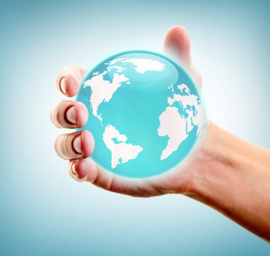 Holding world in hand clipart