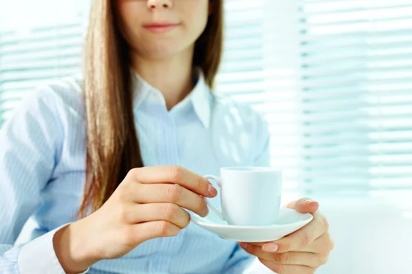 Female with cup — Stock Photo, Image