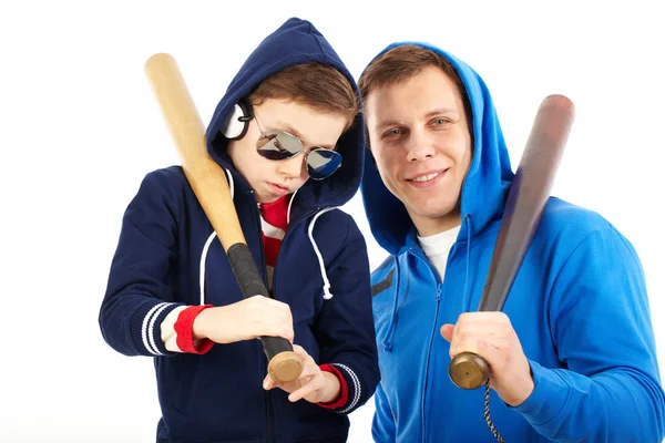 Guys with bats — Stock Photo, Image