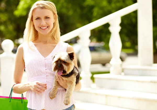 Girl with pet — Stock Photo, Image