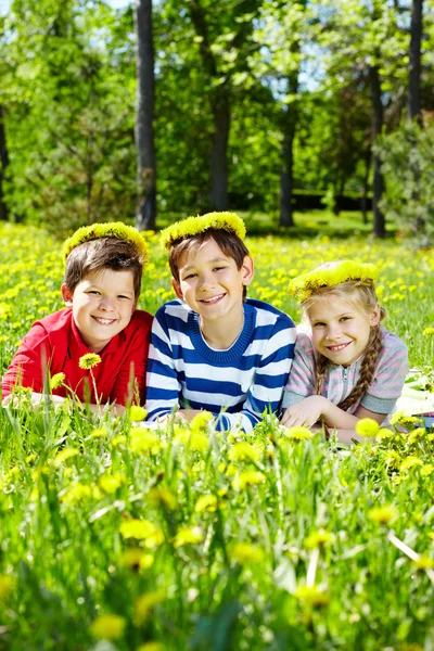 Crianças no gramado — Fotografia de Stock