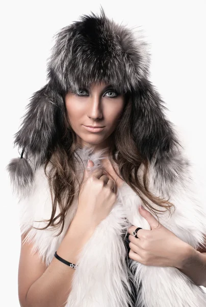 Woman in fur — Stock Photo, Image
