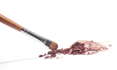 Brown makeup brush and brown eyeshadow clipart