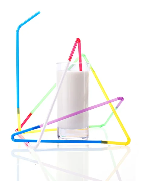 Milk with straws — Stock Photo, Image