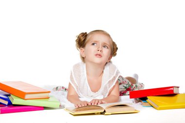 Girl with books clipart