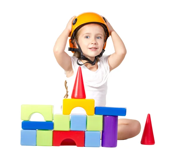 Little girl playing wiht blocks — Stock Photo, Image