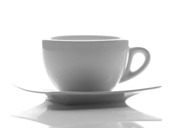 White cup on white saucer — Stock Photo, Image